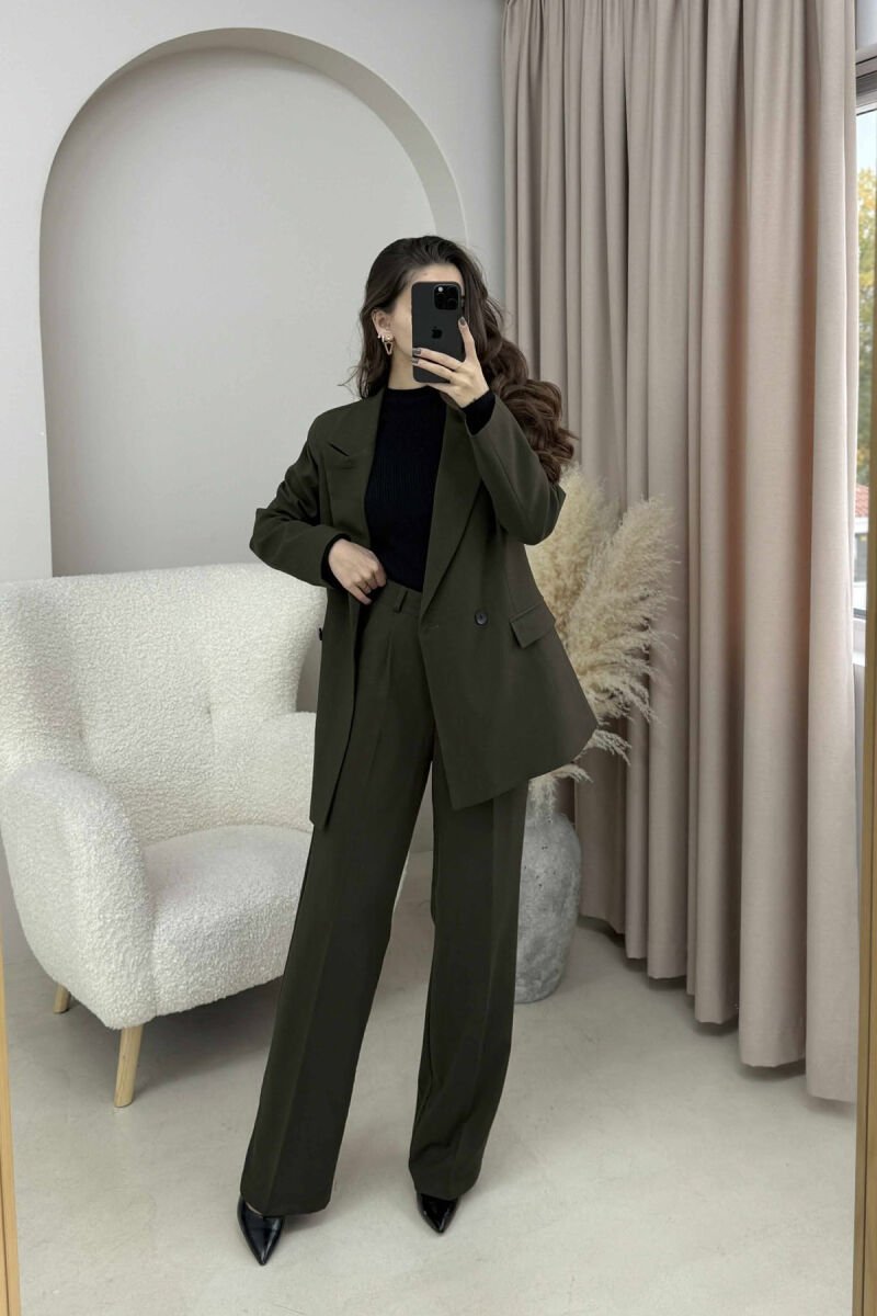 TWO BUTTONS JACKET+TROUSERS CLASSIC WOMEN SET DARK GREEN/JEE - 3