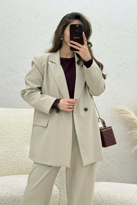 TWO BUTTONS JACKET+TROUSERS CLASSIC WOMEN SET LIGHT BEIGE/BZHZB - 7