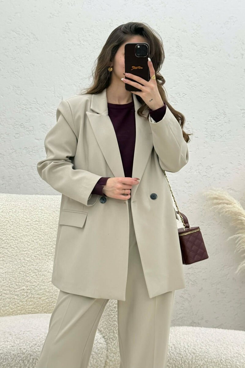 TWO BUTTONS JACKET+TROUSERS CLASSIC WOMEN SET LIGHT BEIGE/BZHZB - 7