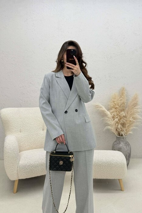 TWO BUTTONS JACKET+TROUSERS CLASSIC WOMEN SET LIGHT GREY/GZ - 4