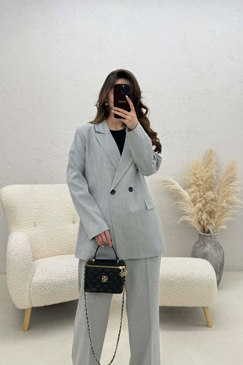TWO BUTTONS JACKET+TROUSERS CLASSIC WOMEN SET LIGHT GREY/GZ - 4