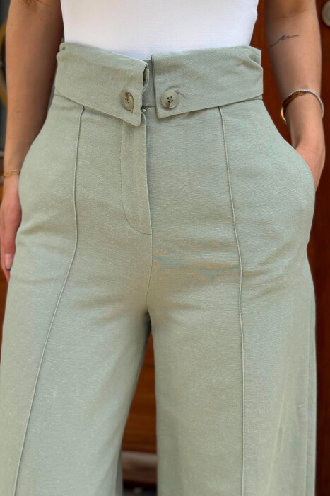 TWO BUTTONS ONE COLOR WOMEN TROUSERS MINT/MENTE - 4