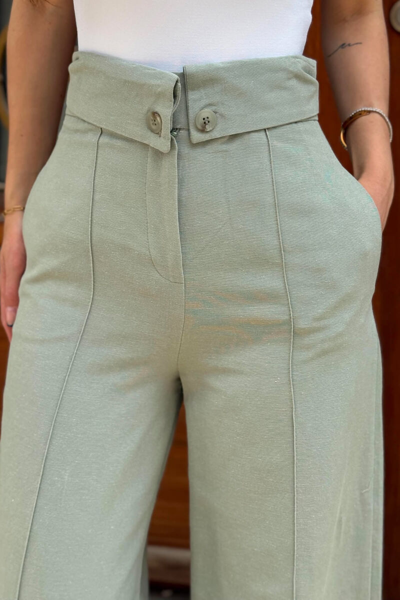 TWO BUTTONS ONE COLOR WOMEN TROUSERS MINT/MENTE - 4