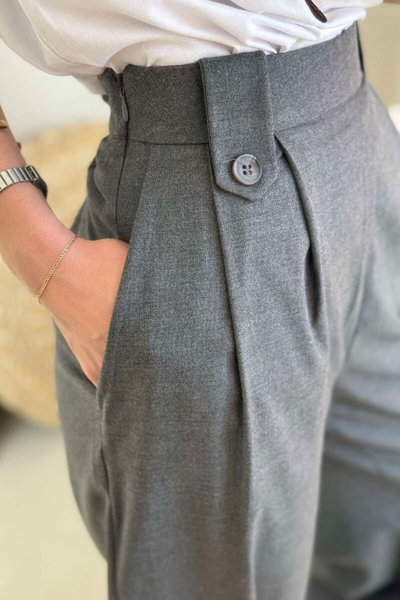 TWO BUTTONS SIMPLE WOMEN TROUSERS DARK GREY/GEE - 8