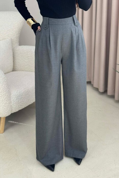 TWO BUTTONS SIMPLE WOMEN TROUSERS DARK GREY/GEE - 1