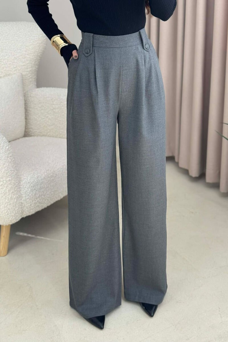 TWO BUTTONS SIMPLE WOMEN TROUSERS DARK GREY/GEE - 1