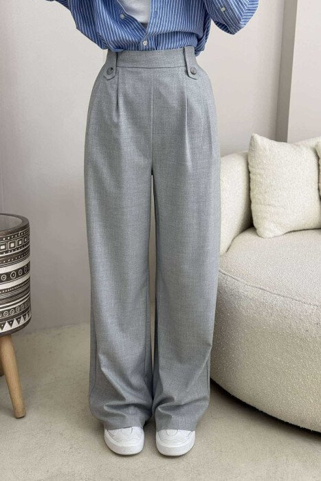 TWO BUTTONS SIMPLE WOMEN TROUSERS LIGHT GREY/GZ - 8