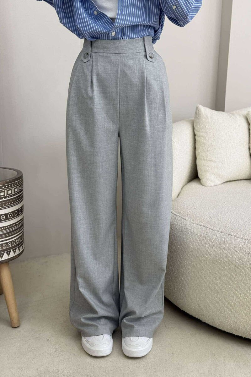 TWO BUTTONS SIMPLE WOMEN TROUSERS LIGHT GREY/GZ - 8