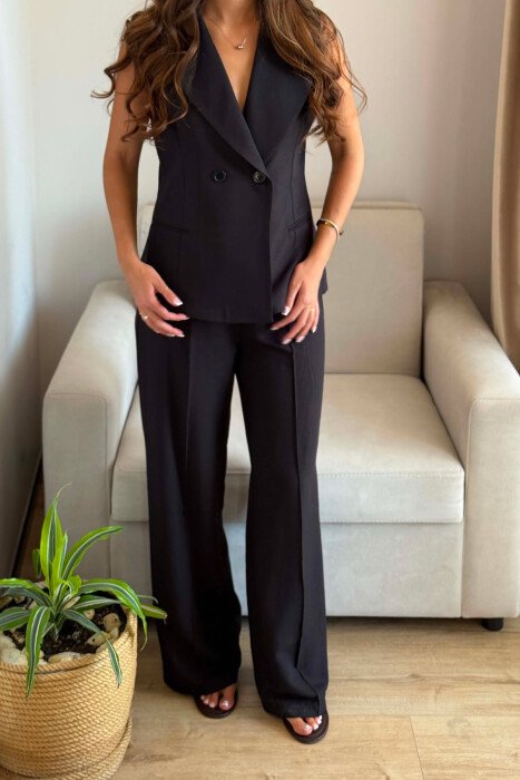 TWO BUTTONS VEST + TROUSERS WOMAN SET BLACK/ E ZEZE - 4