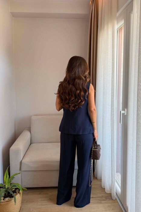 TWO BUTTONS VEST + TROUSERS WOMAN SET BLUE/BLU - 2