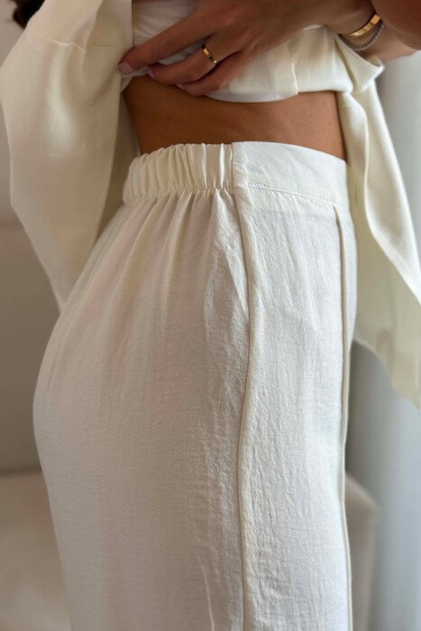 TWO BUTTONS VEST + TROUSERS WOMAN SET CREAM/KREM - 5