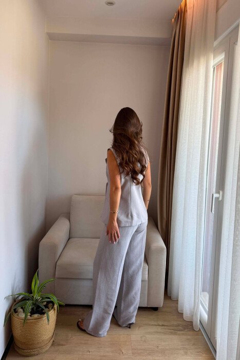 TWO BUTTONS VEST + TROUSERS WOMAN SET GREY/GRI - 2