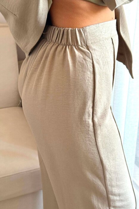 TWO BUTTONS VEST + TROUSERS WOMAN SET KHAKI / KAKI - 5