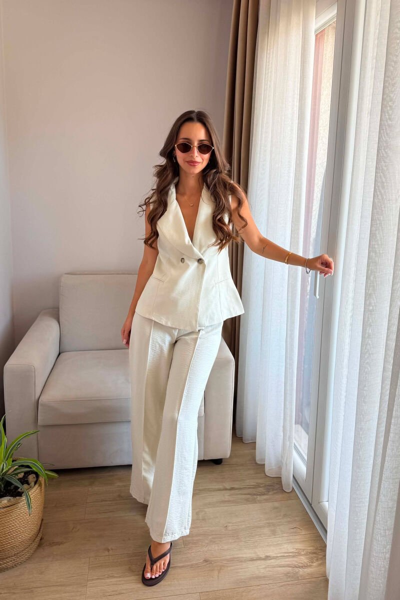 TWO BUTTONS VEST + TROUSERS WOMAN SET MINT/MENTE - 1