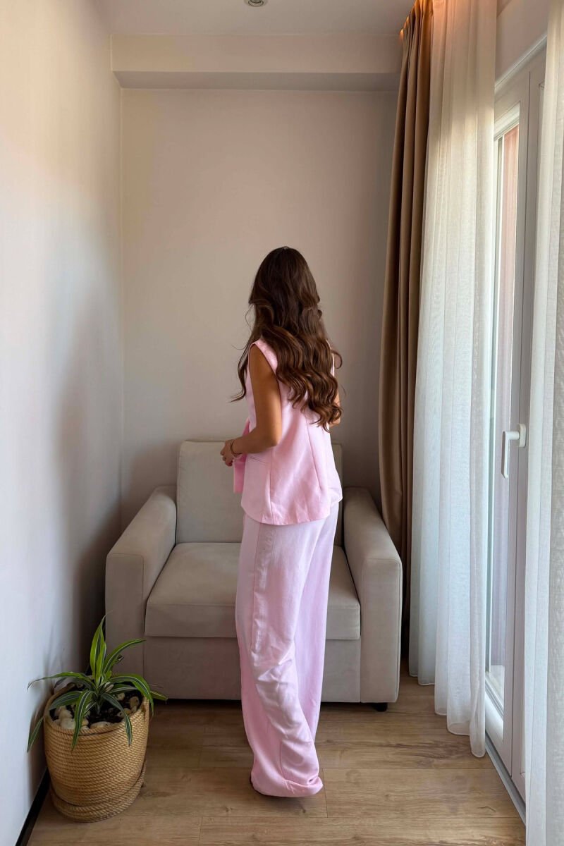 TWO BUTTONS VEST + TROUSERS WOMAN SET PINK/ROZE - 2