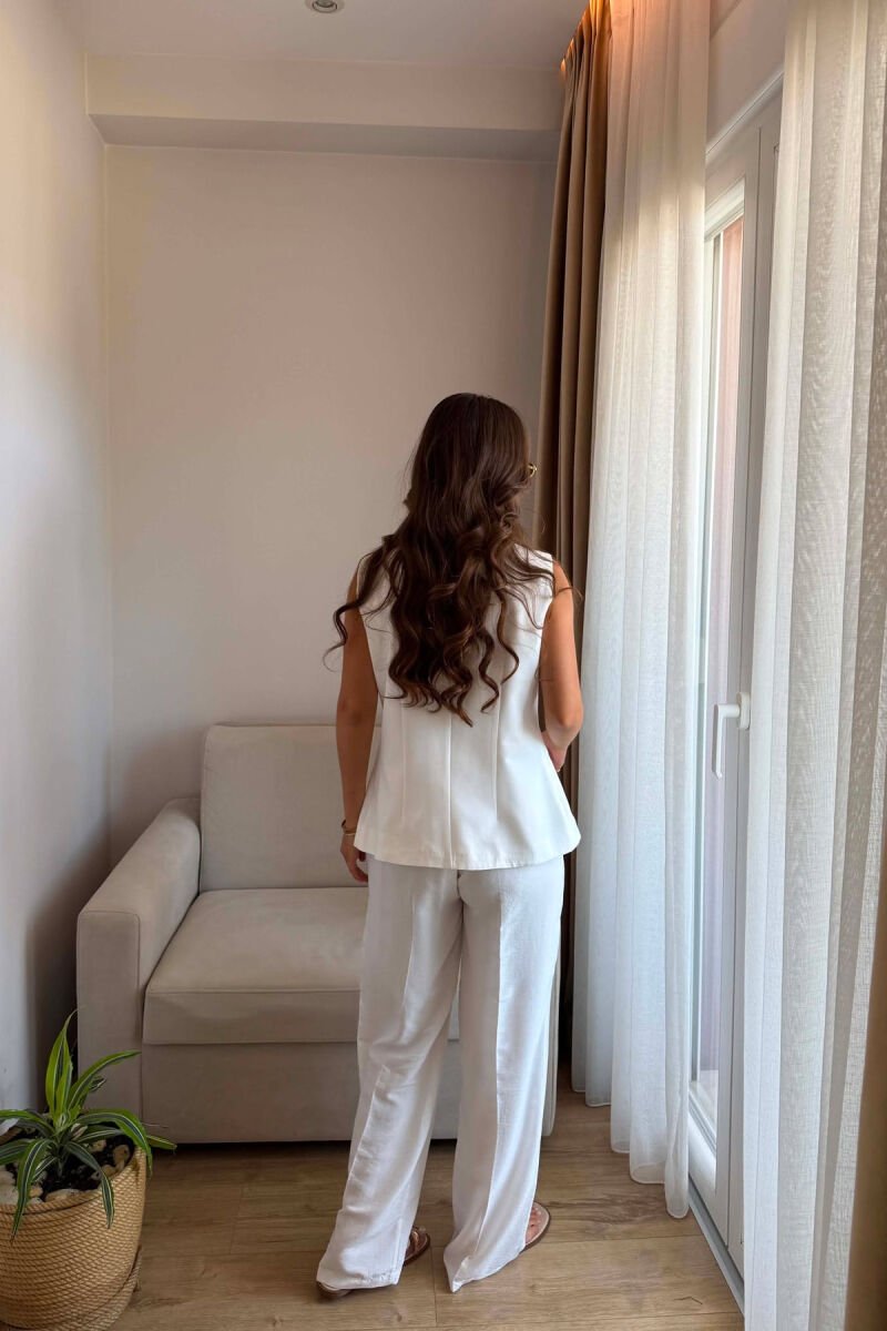 TWO BUTTONS VEST + TROUSERS WOMAN SET WHITE-E BARDHE - 3