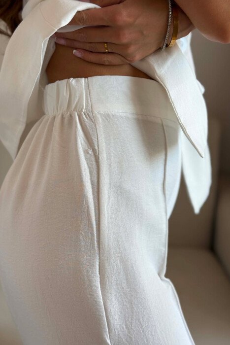 TWO BUTTONS VEST + TROUSERS WOMAN SET WHITE-E BARDHE - 4