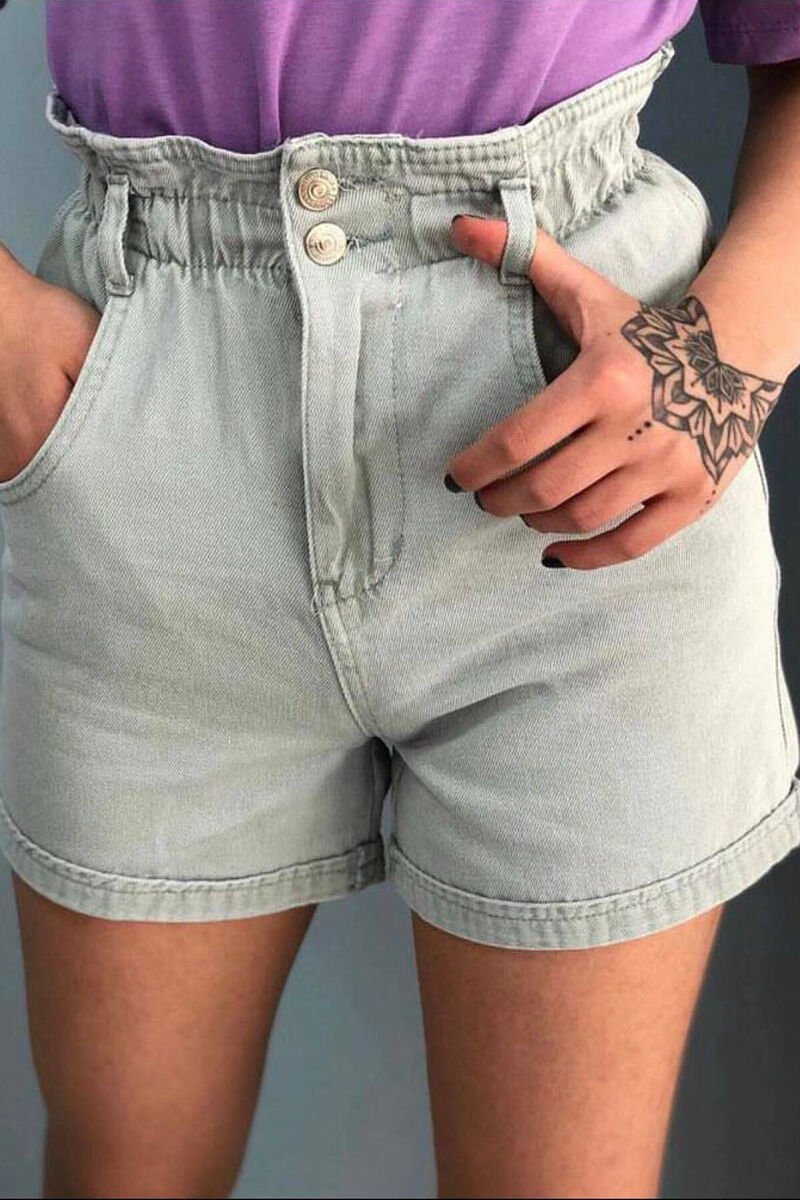 TWO BUTTONS WOMAN SHORT JEANS MINT/MENTE - 1
