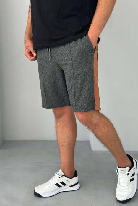 PANTALLONA TË SHKURTRA PËR MESHKUJ NË NGJYRË GRI E ERRËT - KLAUDIO FASHION