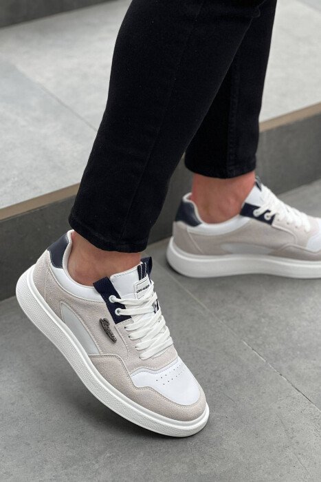 TWO COLOR EVERYDAY MAN SHOES WHITE-BLUE/BABL - KLAUDIO FASHION
