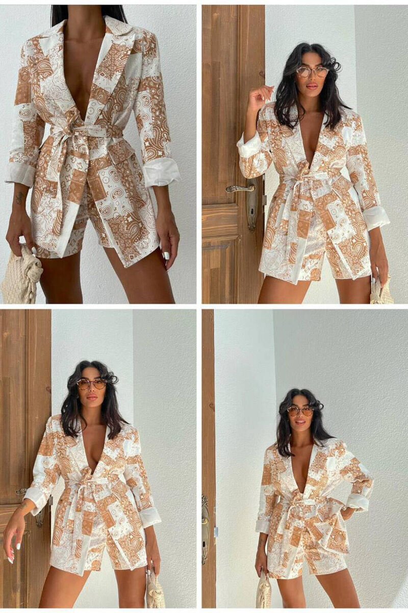 TWO COLOR FLOWERS WOMAN SET BROWN/KAFE - 1