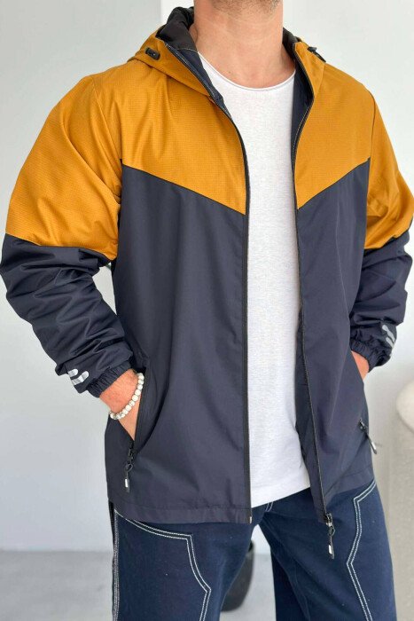 TWO COLOR RAINY MEN JACKET MUSTARD/MUSTARDE - KLAUDIO FASHION