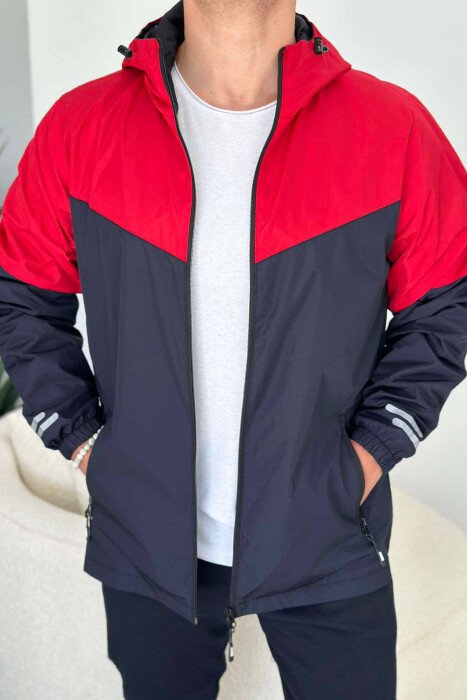 TWO COLOR RAINY MEN JACKET RED/E KUQE - KLAUDIO FASHION