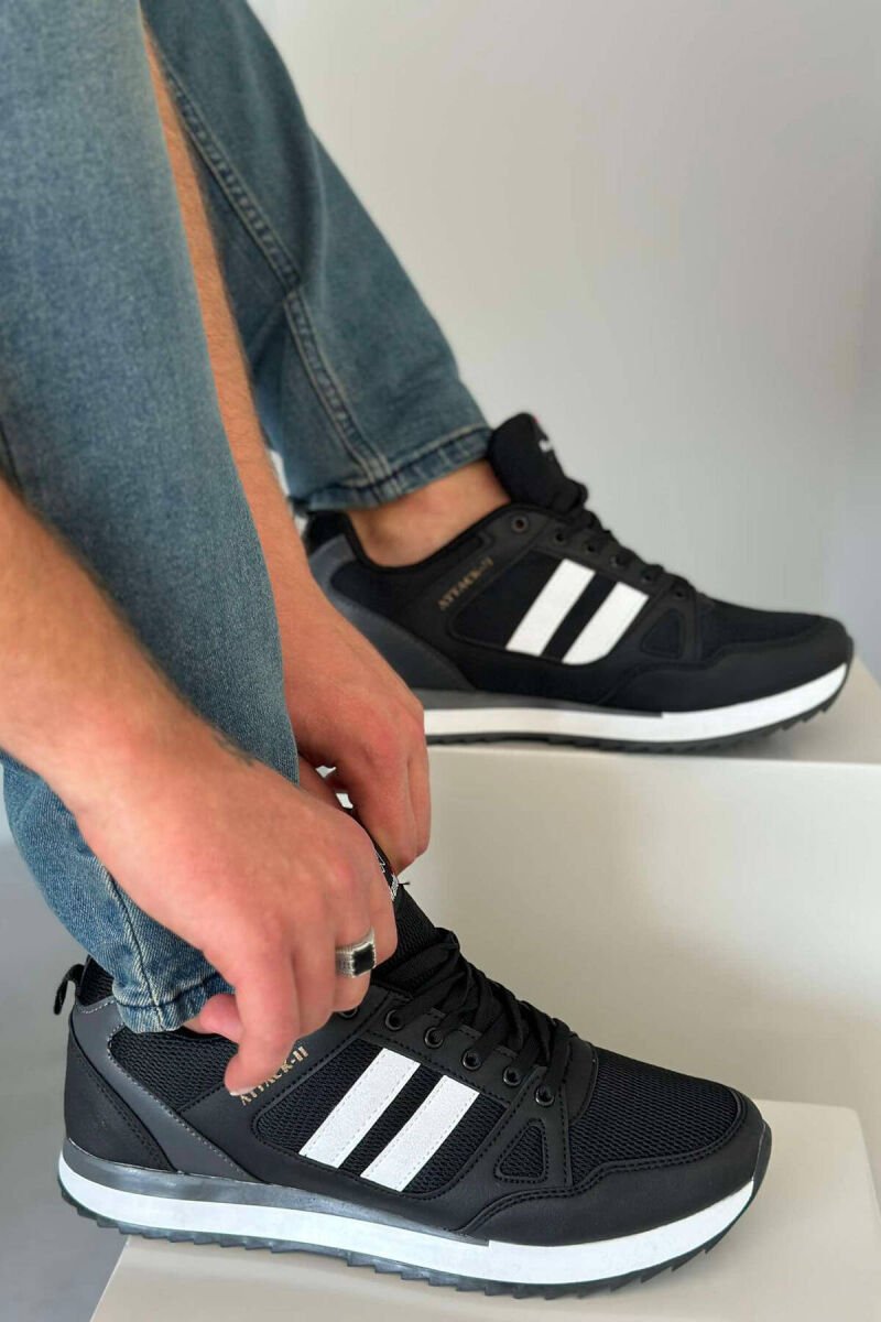 TWO COLOR RUNNING MEN SNEAKERS BLACK-WHITE/ZEBA - 1
