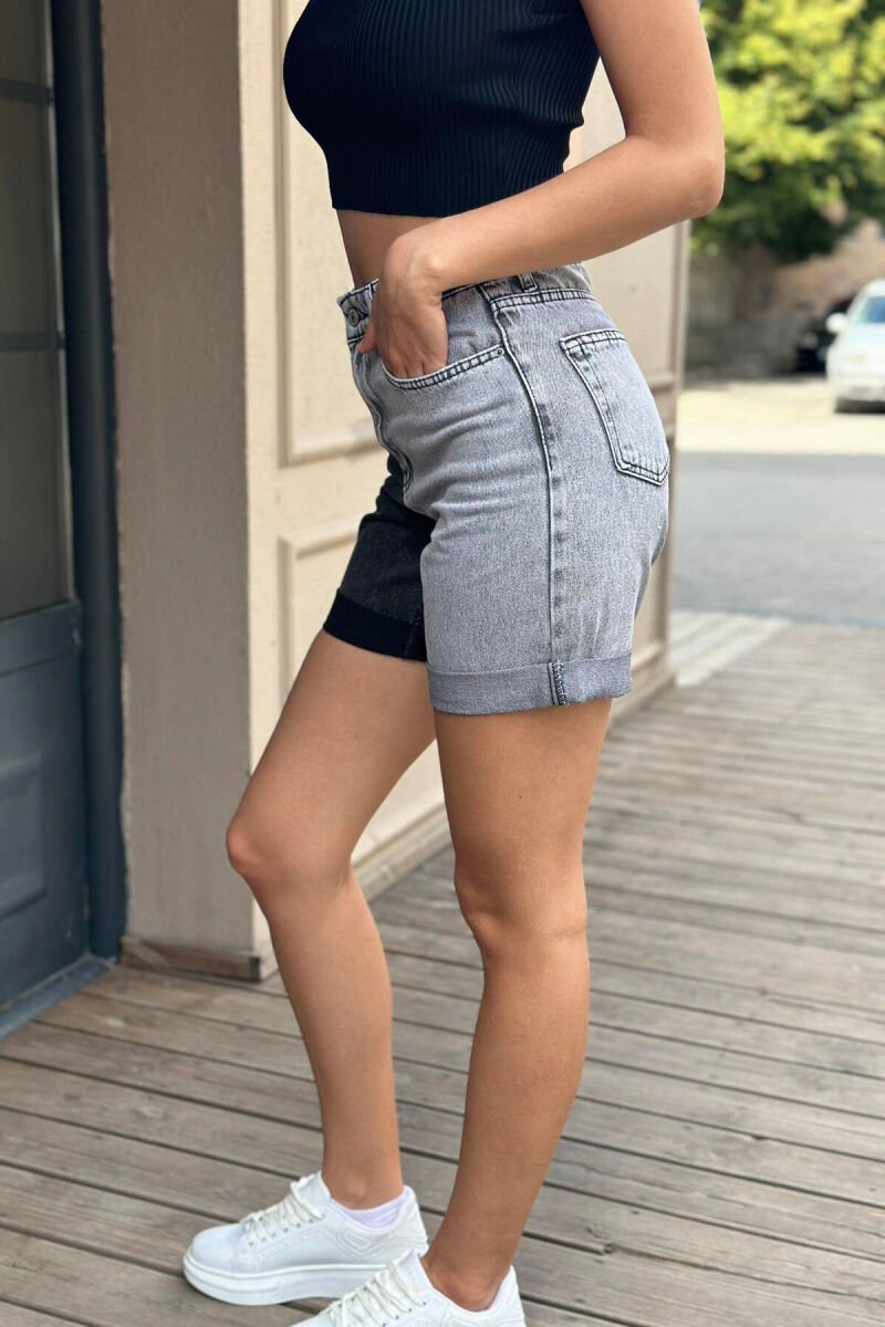 TWO COLOR WOMAN SHORT JEANS BLACK-GREY/ZEGR - 2