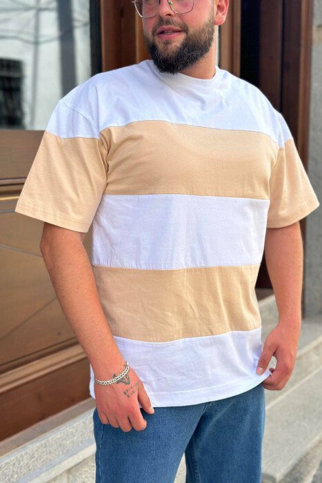 TWO COLORS COTTON MEN T-SHIRT PUDER+BARDHE/PUBA - KLAUDIO FASHION