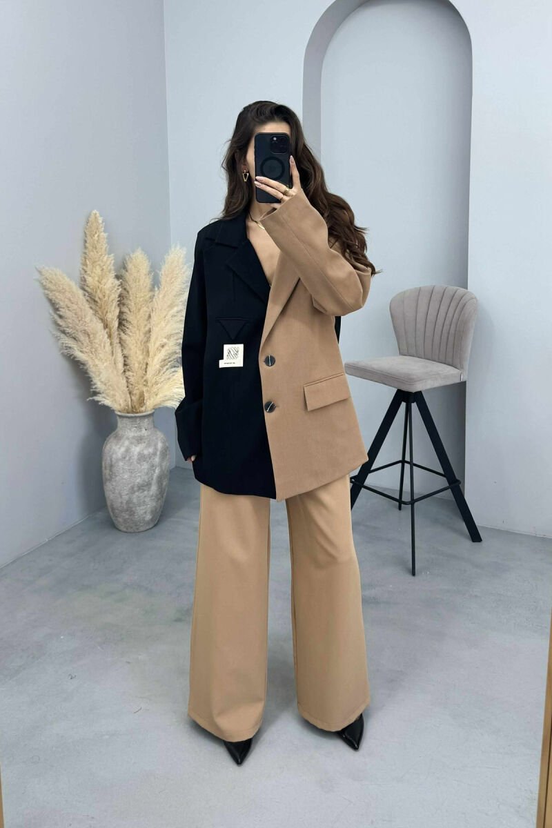 TWO COLORS DESIGN CLASSIC WOMEN JACKET BLACK-BROWN/ZEKA - 1