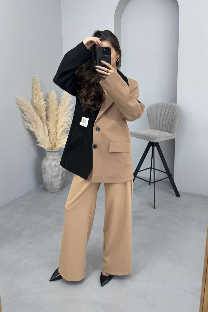 TWO COLORS DESIGN CLASSIC WOMEN JACKET BLACK-BROWN/ZEKA - 5