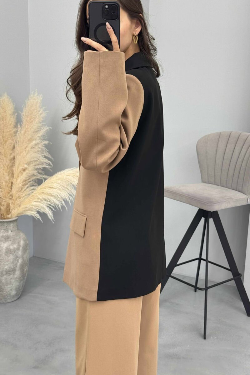 TWO COLORS DESIGN CLASSIC WOMEN JACKET BLACK-BROWN/ZEKA - 6