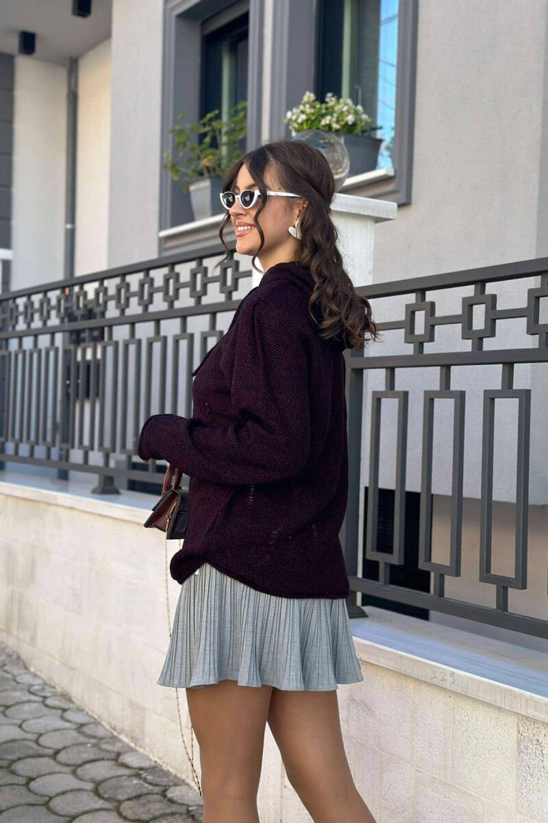 TWO COLORS WOMAN SWEATER BURGUNDY/VISHNJE - 5