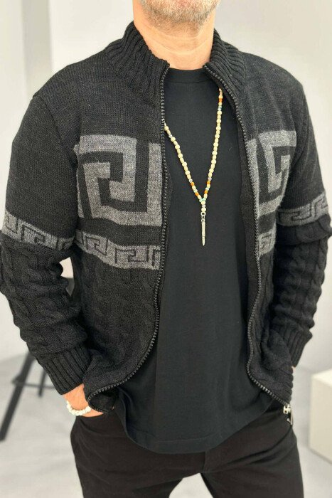 TWO COLORS MEN CARDIGANS BLACK/ E ZEZE - 1