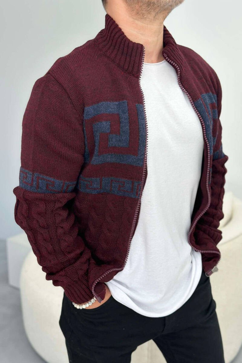 TWO COLORS MEN CARDIGANS BURGUNDY/VISHNJE - 1