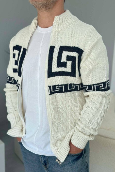 PULOVËR ME DY NGJYRA PËR MESHKUJ NË NGJYRËN KREM - KLAUDIO FASHION