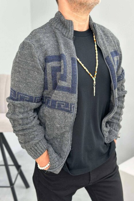 TWO COLORS MEN CARDIGANS DARK GREY/GEE - KLAUDIO FASHION