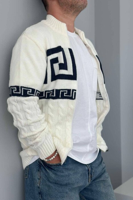 TWO COLORS MEN CARDIGANS WHITE-E BARDHE - KLAUDIO FASHION