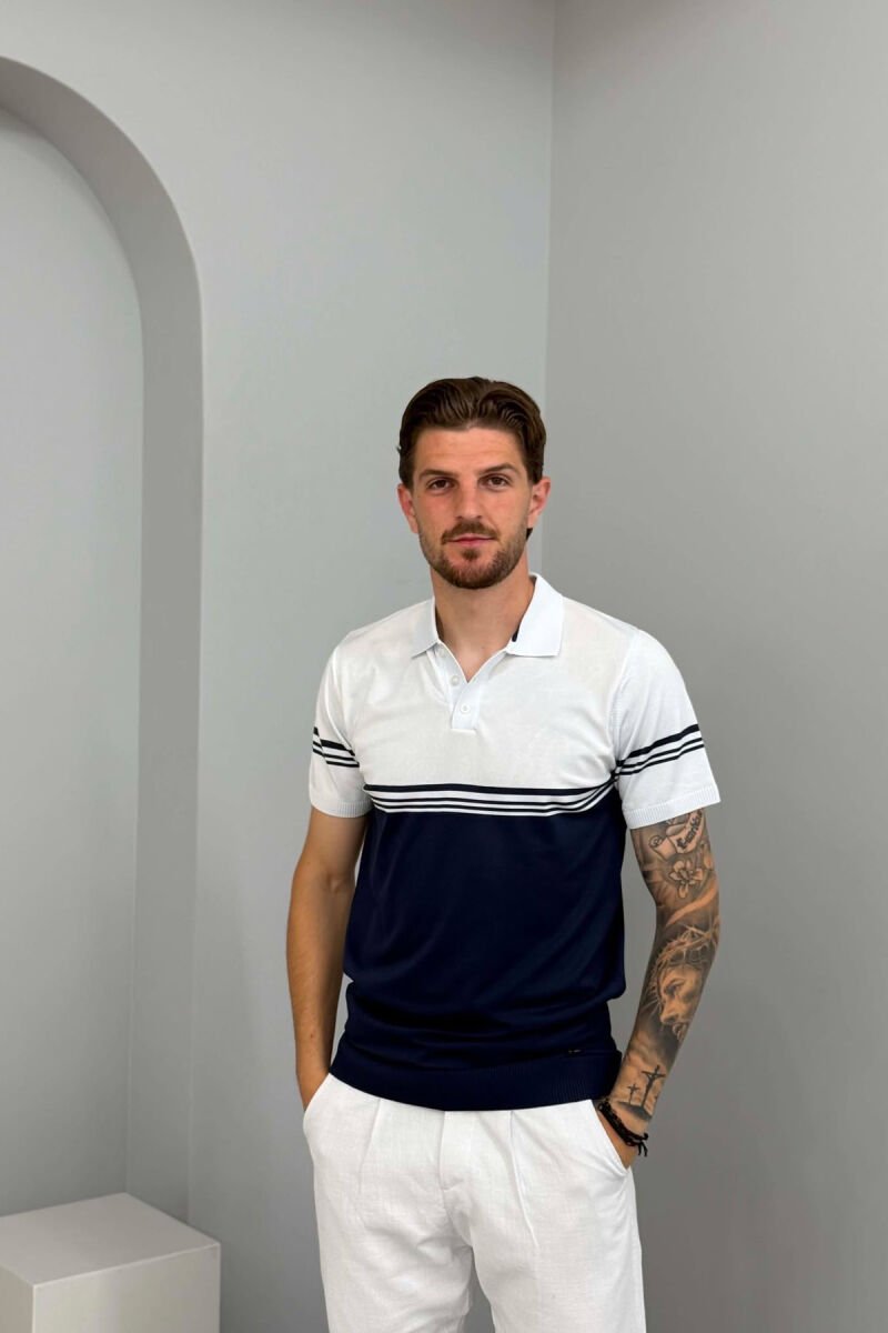 TWO COLORS POLO NECK MEN T-SHIRT BLUE/BLU - 1