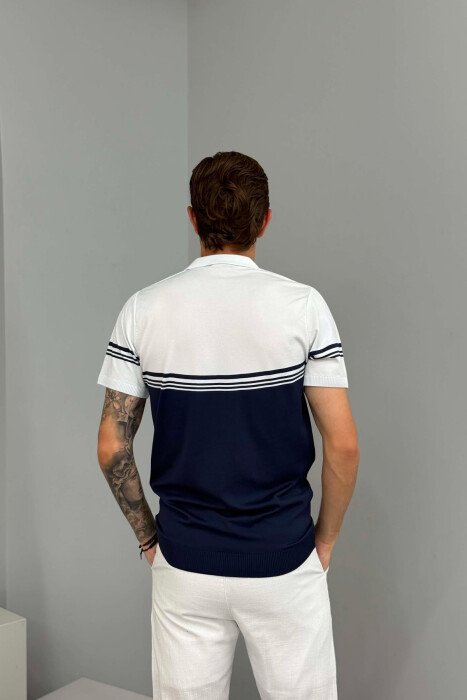 TWO COLORS POLO NECK MEN T-SHIRT BLUE/BLU - 2