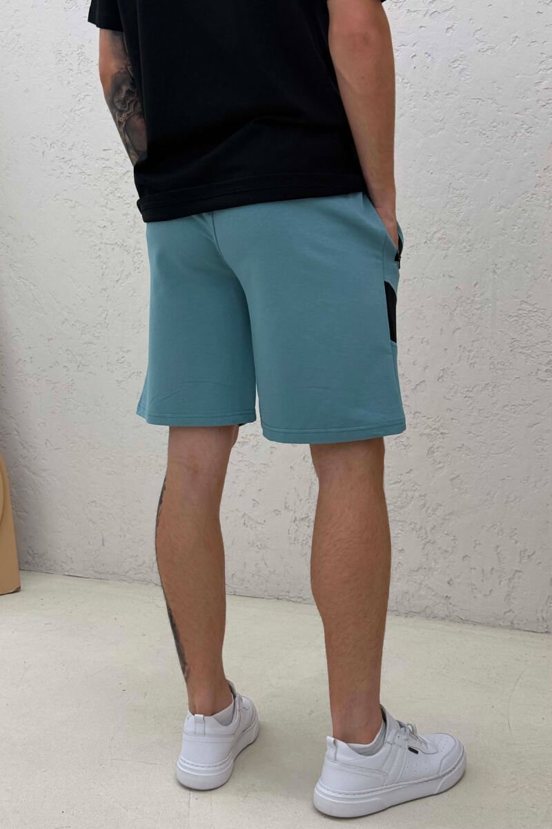 TWO COLORS SIMPLE MEN SHORT SWEATPANTS BLUE STONE/GK - 3