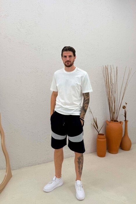 TWO COLORS SIMPLE MEN SHORT SWEATPANTS BLUE/BLU - 1
