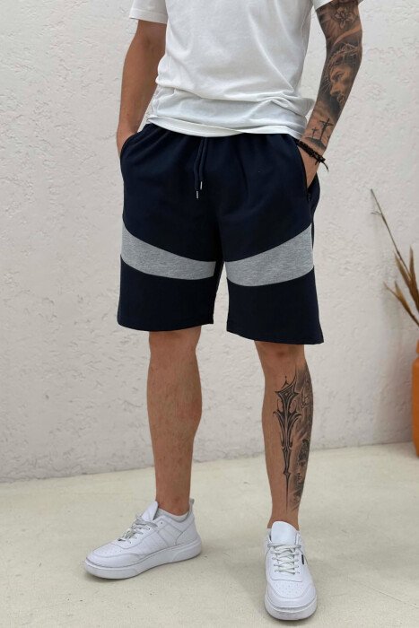 TWO COLORS SIMPLE MEN SHORT SWEATPANTS BLUE/BLU - 4