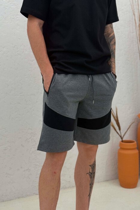 TWO COLORS SIMPLE MEN SHORT SWEATPANTS DARK GREY/GEE - 2