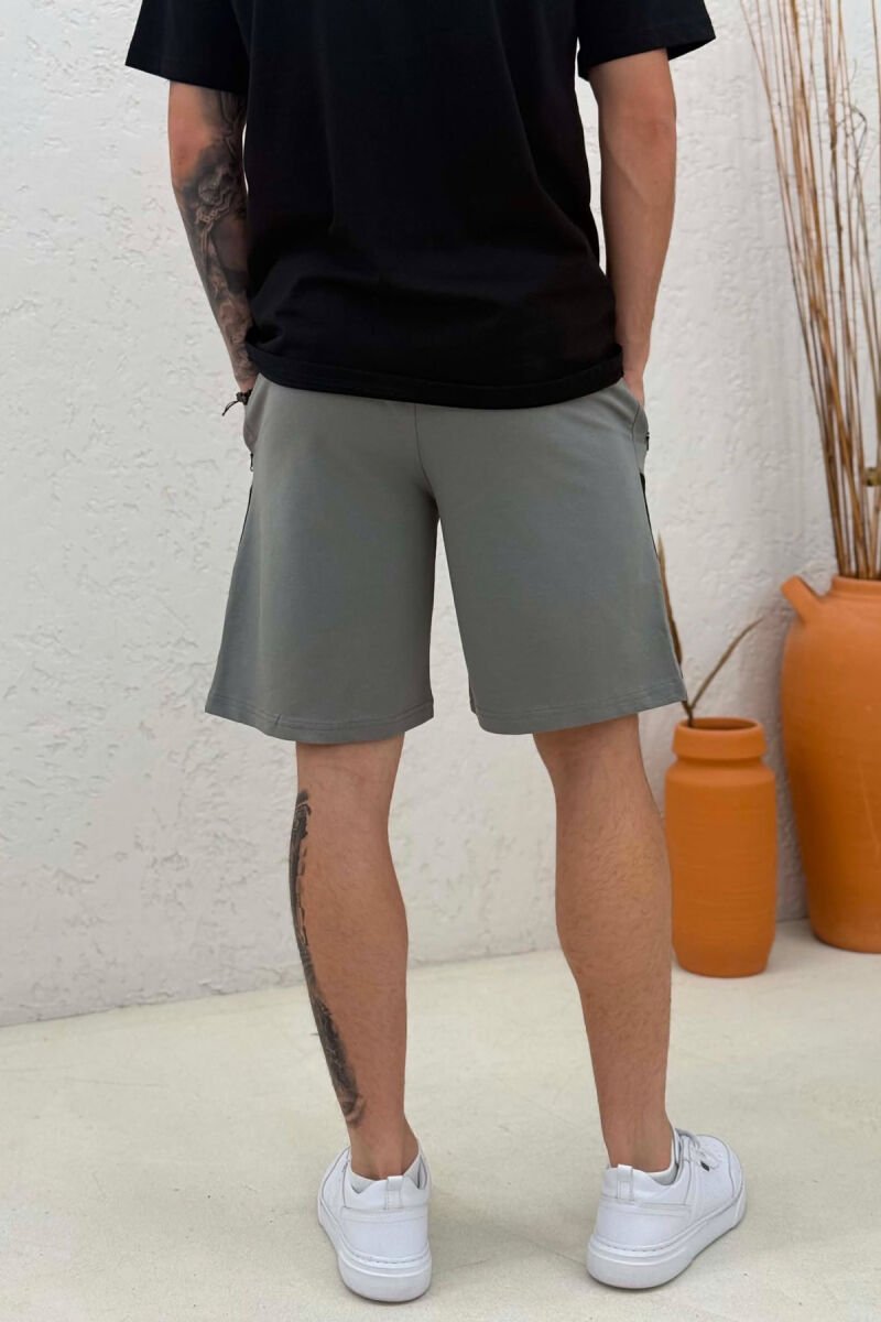 TWO COLORS SIMPLE MEN SHORT SWEATPANTS GREY ASH/GRI HIRI - 3
