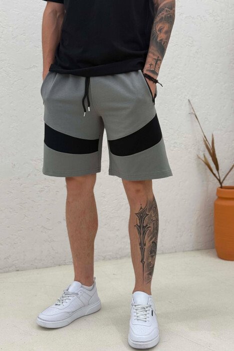 TWO COLORS SIMPLE MEN SHORT SWEATPANTS GREY ASH/GRI HIRI - 4