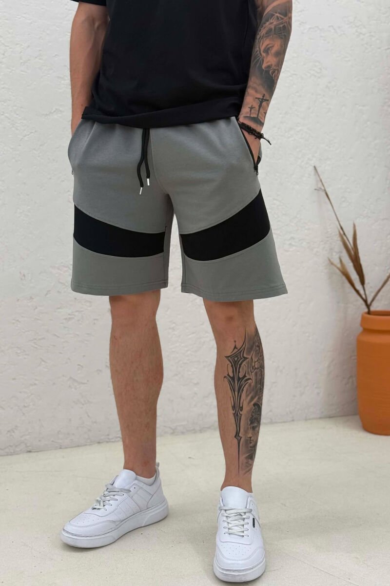 TWO COLORS SIMPLE MEN SHORT SWEATPANTS GREY ASH/GRI HIRI - 4