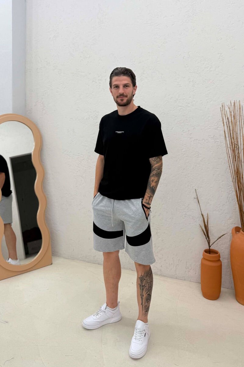 TWO COLORS SIMPLE MEN SHORT SWEATPANTS GREY/GRI - 1