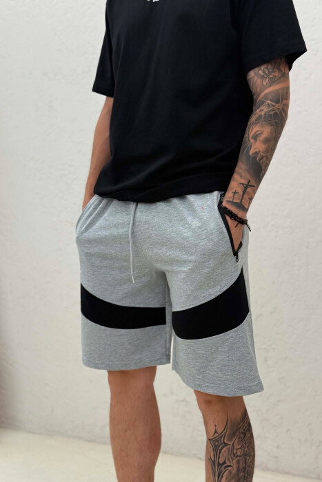 TWO COLORS SIMPLE MEN SHORT SWEATPANTS GREY/GRI - 2